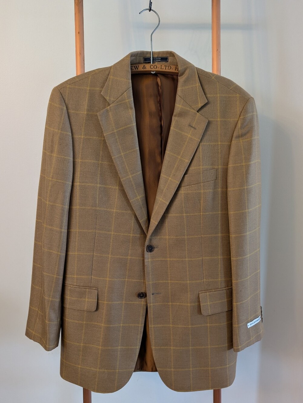 Y2K - Arnold Brant Blazer (42 Reg)  Brown Windowpane Blazer with Mustard Check